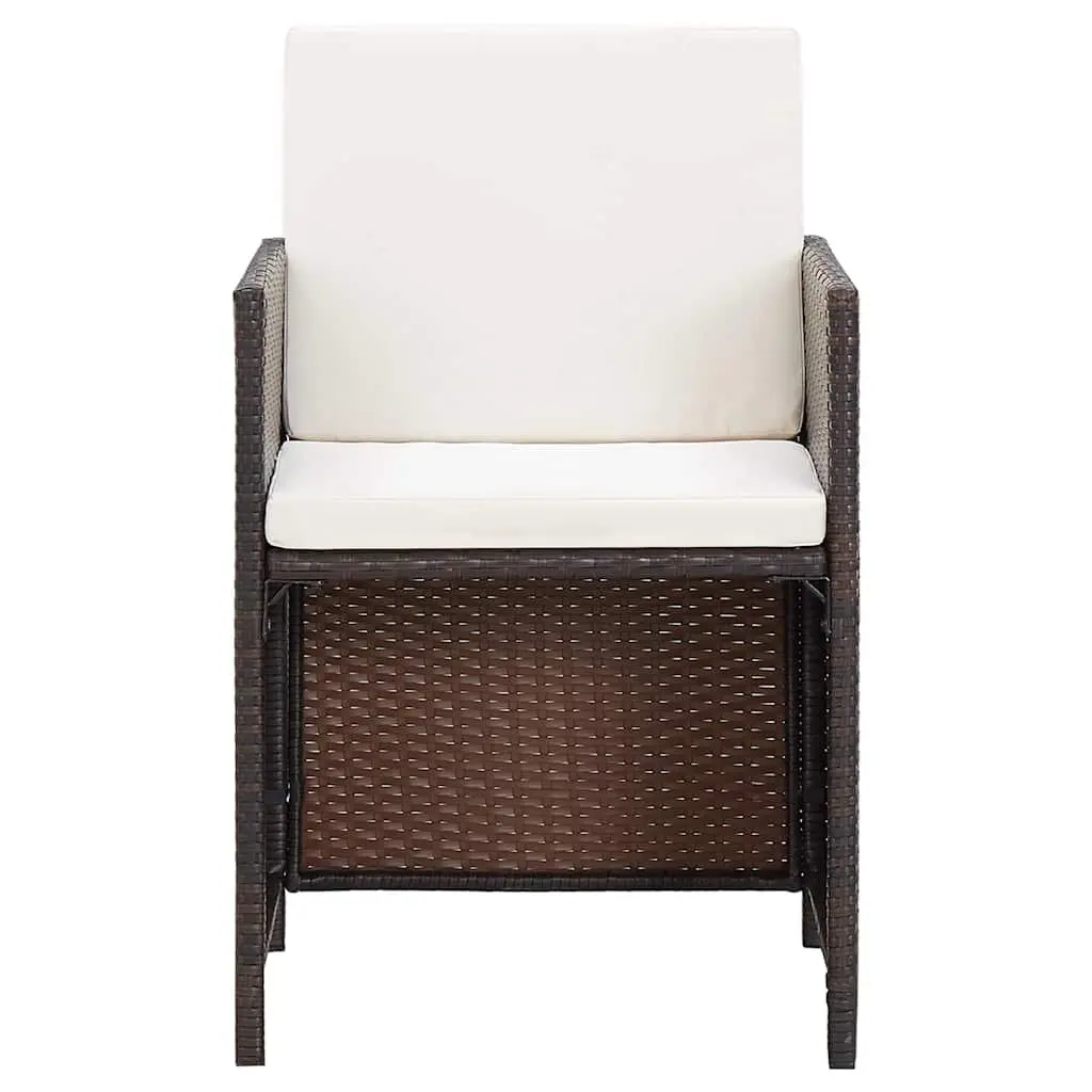 4 Piece Outdoor Garden Chair Stool Set Patio Seating with Cushions Brown