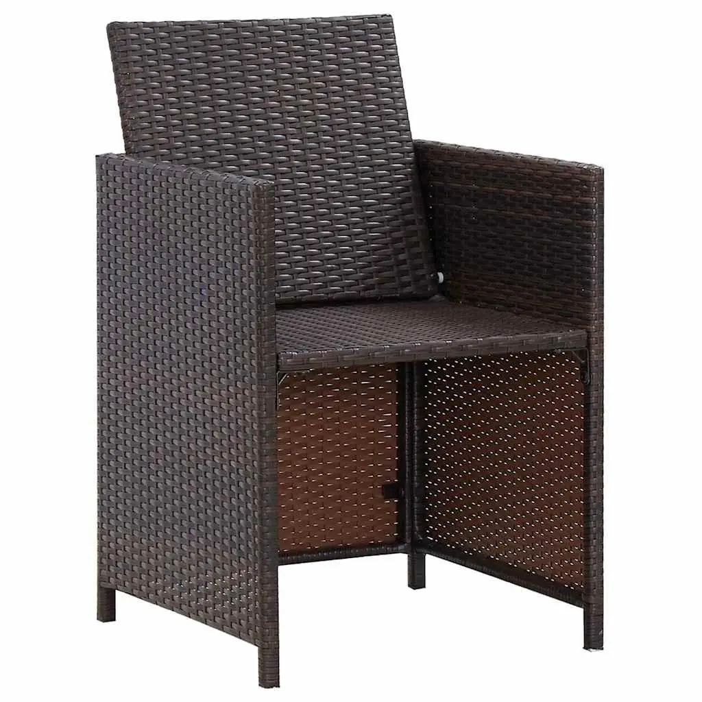 4 Piece Outdoor Garden Chair Stool Set Patio Seating with Cushions Brown