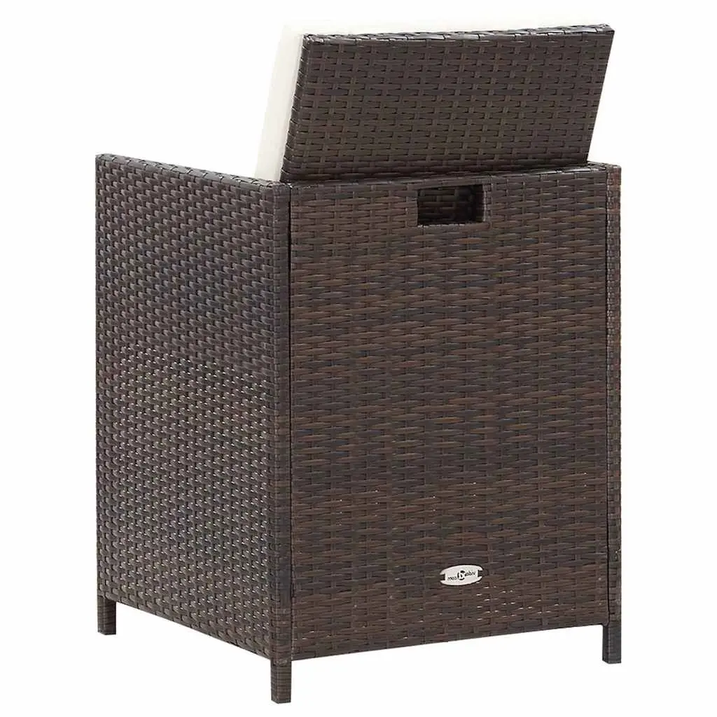 4 Piece Outdoor Garden Chair Stool Set Patio Seating with Cushions Brown