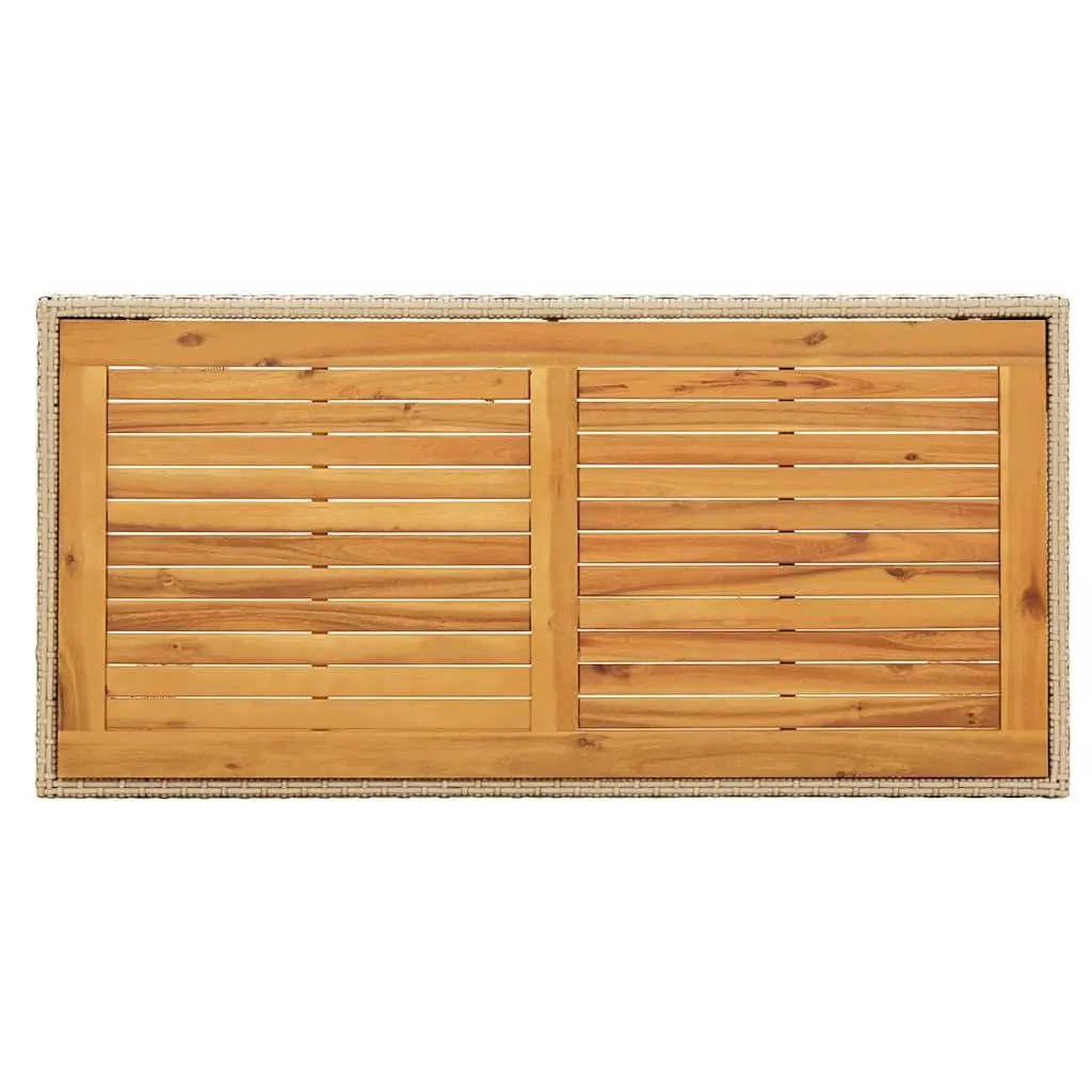 Outdoor Garden Dining Table Beige Poly Rattan Acacia Wood