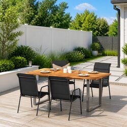 Outdoor Garden Chairs 4 Piece Set Steel Frame Textilene Seating Black