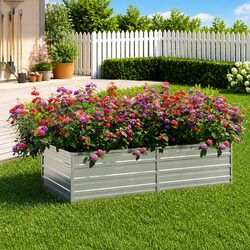 Garden Raised Bed 160x80x45cm Galvanized Steel Planter Vegetables Herbs Flowers