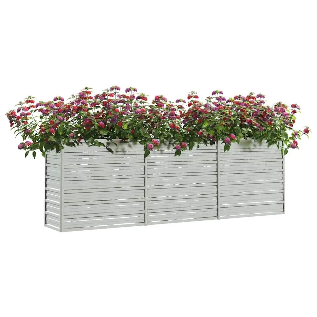 Galvanized Steel Raised Garden Bed Planter Heavy-Duty 240x40x77cm Silver