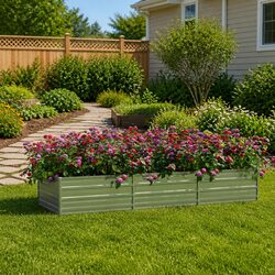 Galvanized Steel Raised Garden Bed Planter Box 240x80x45 cm Outdoor Vegetables