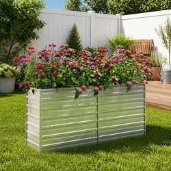 Galvanized Steel Raised Garden Bed 160x40x77cm Planter Box Outdoor Vegetables