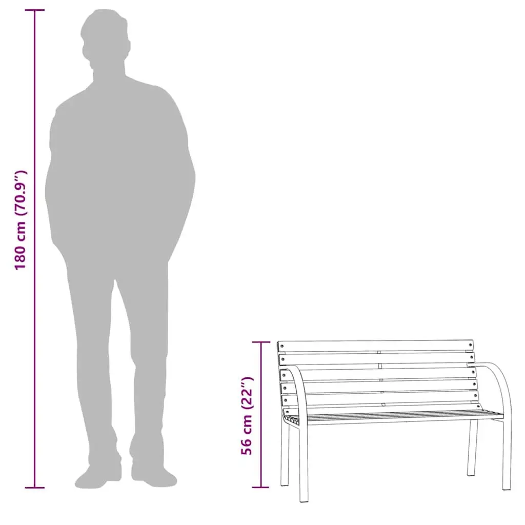 Children's Garden Bench Wooden Construction 81cm Grey