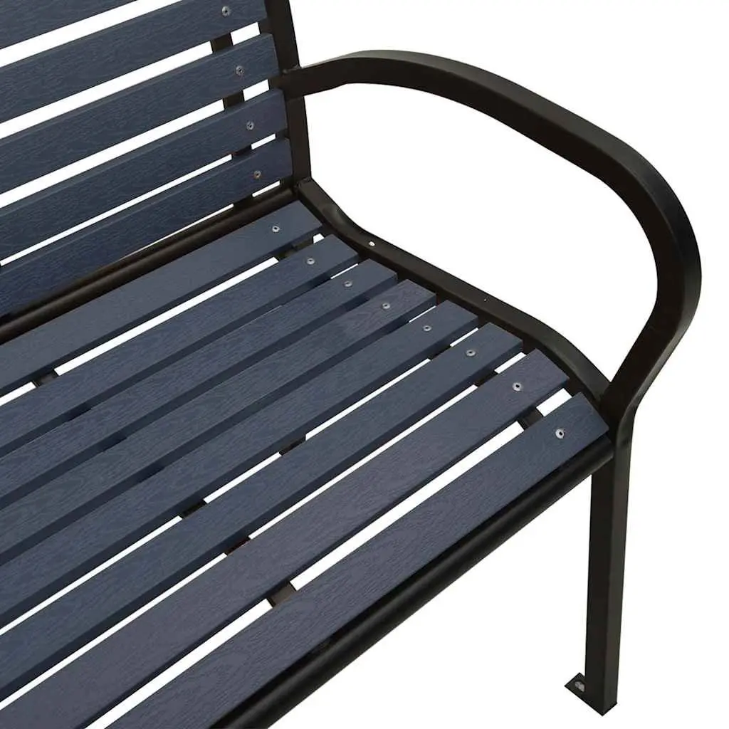 Outdoor Garden Bench Steel Frame WPC 251cm Black Durable Patio Seating