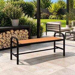 Garden Bench 124.5cm Outdoor Seating Steel WPC Patio Furniture Weather-Resistant
