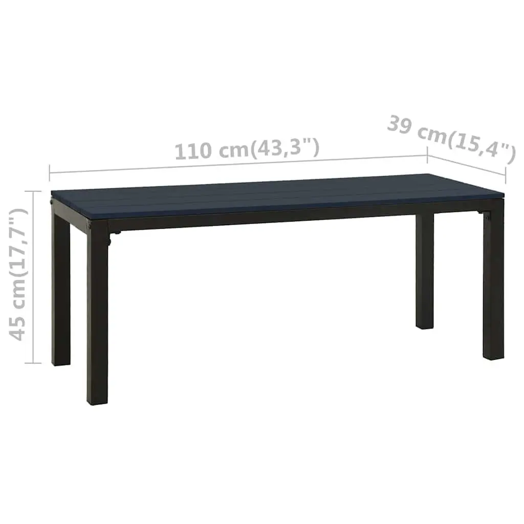 Outdoor Garden Bench Weather Resistant 110cm Black Steel WPC Composite