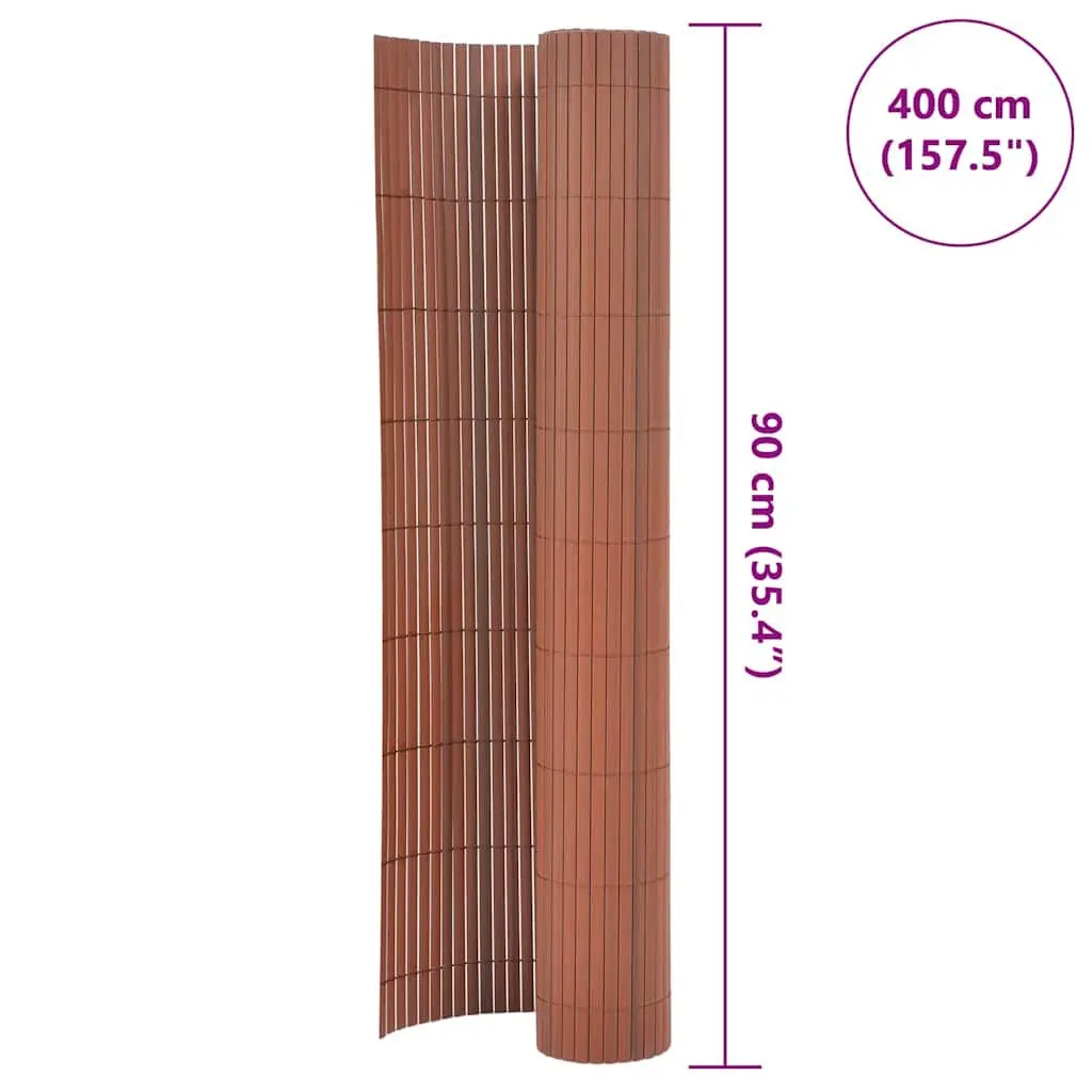 Garden Fence Panel Double-Sided 90x400cm Brown Weather-Resistant Outdoor Barrier