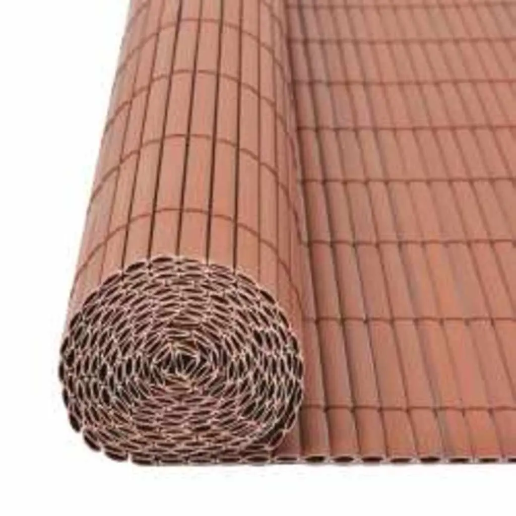 Double-Sided Garden Fence Panel Outdoor Screening Barrier 110x300 cm Brown