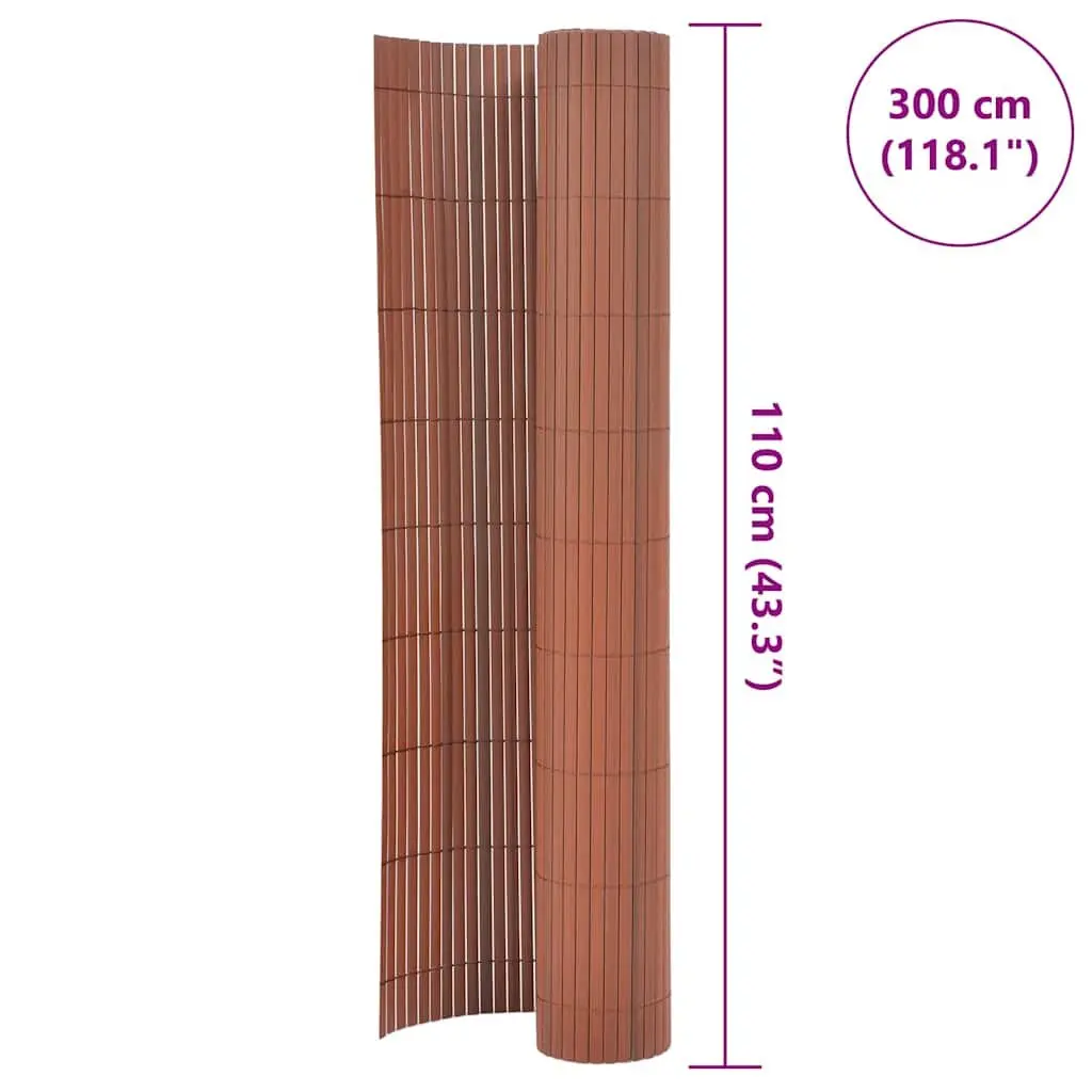 Double-Sided Garden Fence Panel Outdoor Screening Barrier 110x300 cm Brown