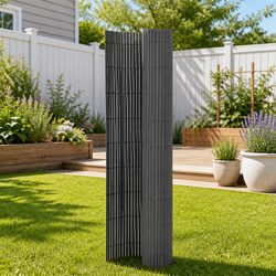 Double-Sided Garden Fence Panel 110x300cm Grey Decorative Barrier Flower Bed