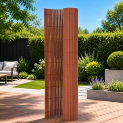 Double-Sided Garden Fence Panel 110x400 cm Brown Outdoor Screening Barrier