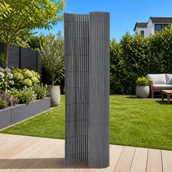 Double-Sided Garden Fence Panel 110x500cm Grey Decorative Barrier Flower Bed