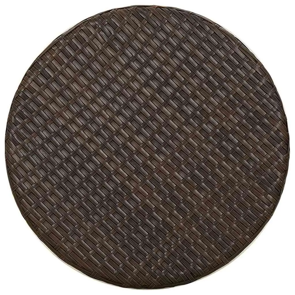Round Tea Table Weather Resistant 45cm Brown Outdoor Garden Patio Poly Rattan