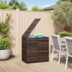 Garden Storage Box PE Rattan Outdoor Cushion Chest Brown Steel Frame