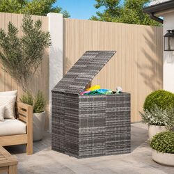 Garden Storage Box PE Rattan 100x97.5x104cm Outdoor Cushion Chest Grey