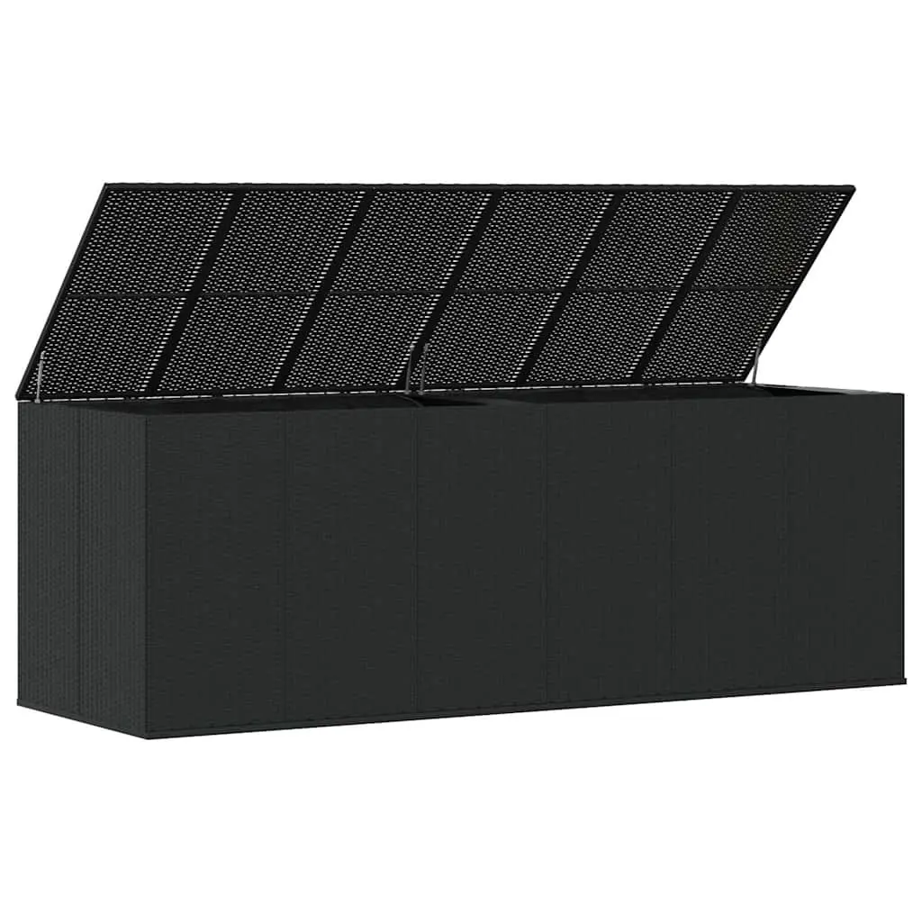 Cushion Storage Box PE Rattan Weather Resistant Indoor Outdoor Black
