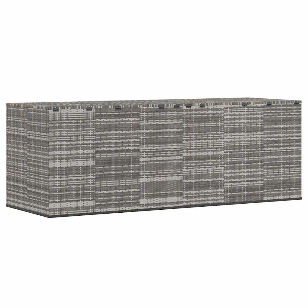 Garden Storage Box PE Rattan Weather-resistant Grey 291x100.5x104cm