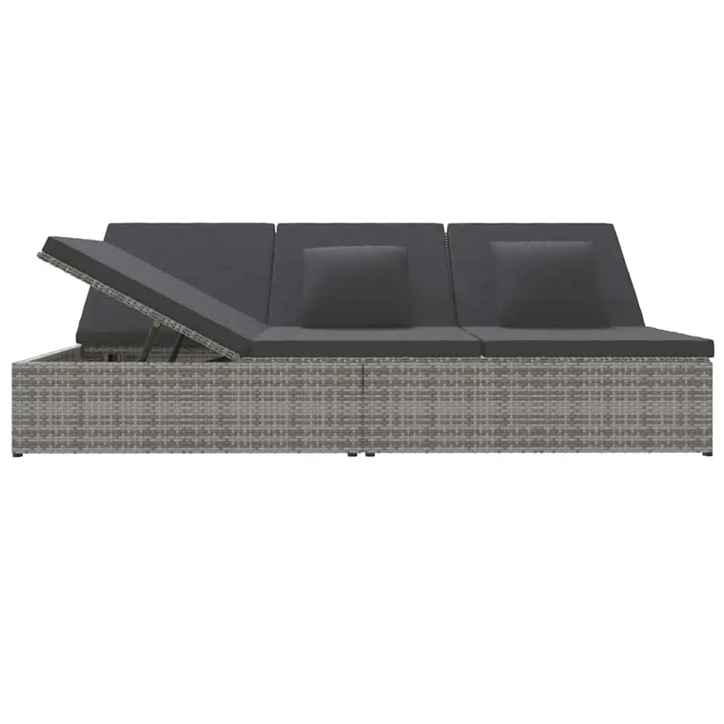 Convertible Sun Bed Sofa Outdoor Lounger PE Rattan Grey