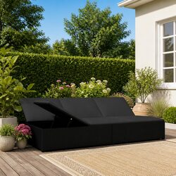 Convertible Sun Bed Sofa Poly Rattan Outdoor Lounge Chair Patio Daybed Cushions