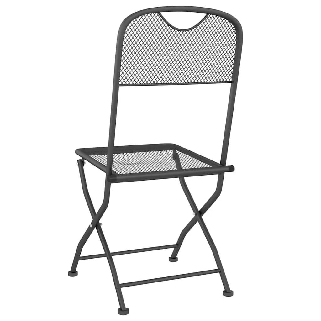 Folding Garden Chairs 4 pcs Outdoor Patio Seating Expanded Metal Mesh Anthracite