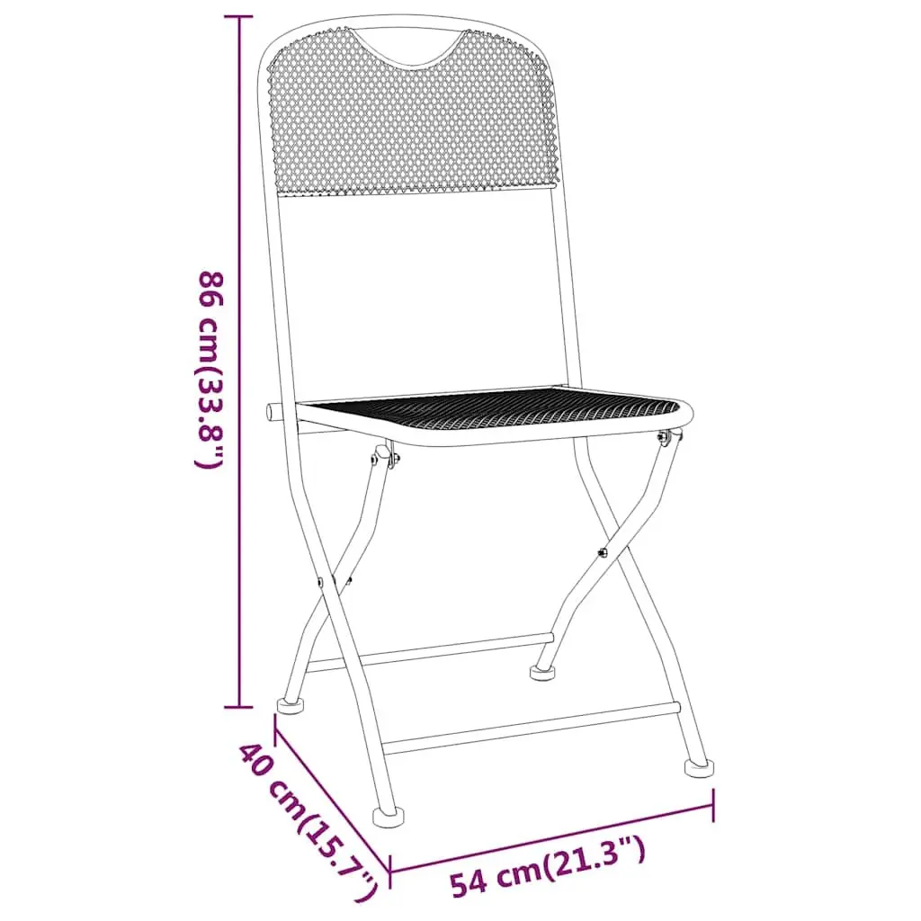 Folding Garden Chairs 4 pcs Outdoor Patio Seating Expanded Metal Mesh Anthracite