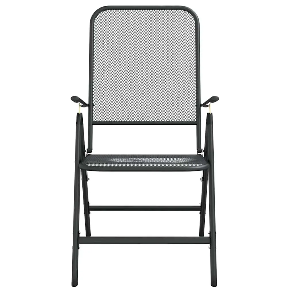 Folding Garden Chairs Adjustable Backrest 2 Pcs Outdoor Seating Reclining Mesh Anthracite