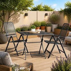 Garden Dining Table 80x80x72cm Outdoor Patio Furniture Mesh Tabletop Anthracite