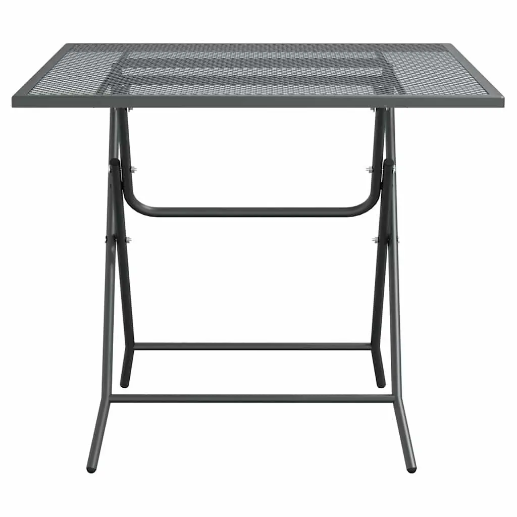 Garden Dining Table Expanded Metal Mesh Top 80x80x72cm Anthracite Iron Frame