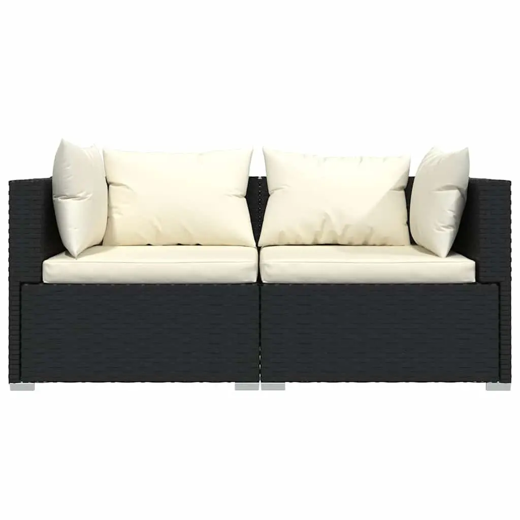 3 Piece Outdoor Garden Lounge Set with Cushions Poly Rattan Black Furniture