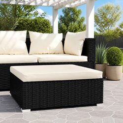 Garden Footrest Ottoman Outdoor Patio Pouffe Modular Seating Black 70x70x30cm