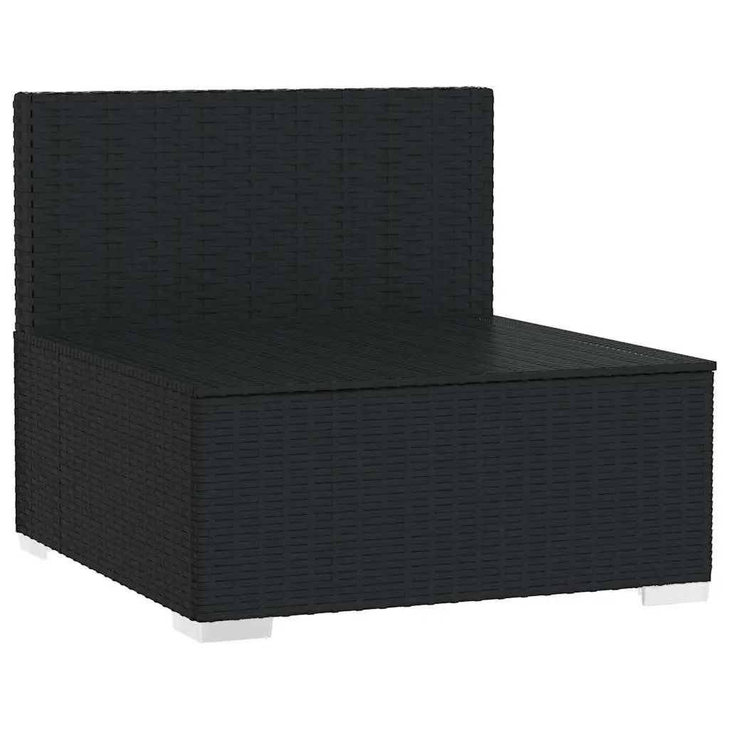 4-Seater Outdoor Sofa Black Poly Rattan Garden Patio Furniture Set with Cushions