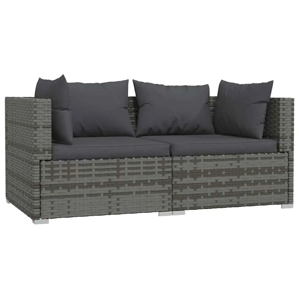 3 Piece Garden Lounge Set Grey PE Rattan Outdoor Furniture with Cushions