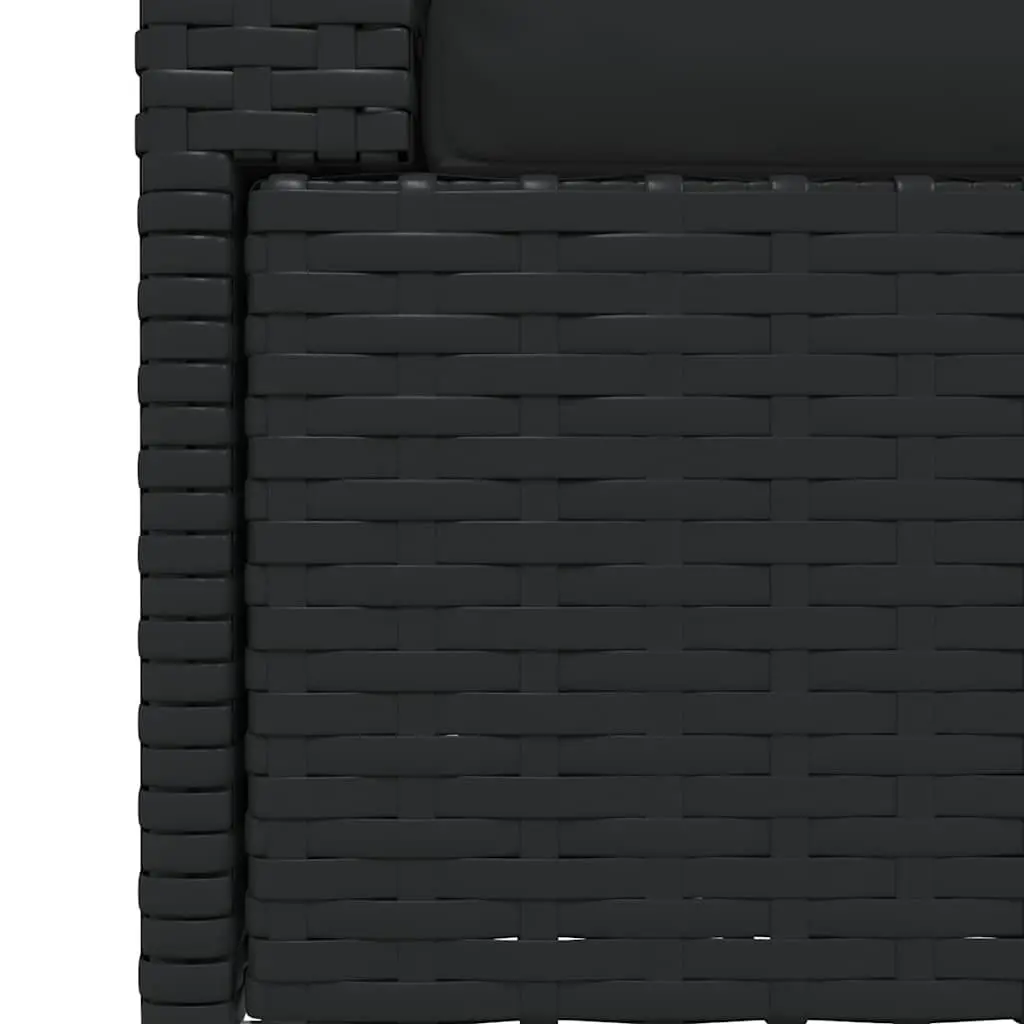 2-Seater Outdoor Garden Sofa Set Black Rattan with Cushions