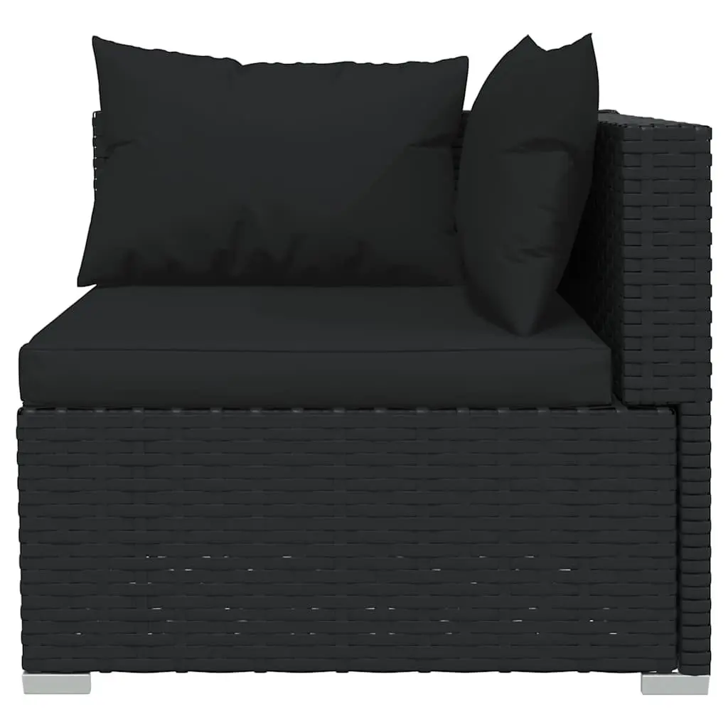4 Piece Garden Lounge Set Outdoor Patio Furniture Black Poly Rattan with