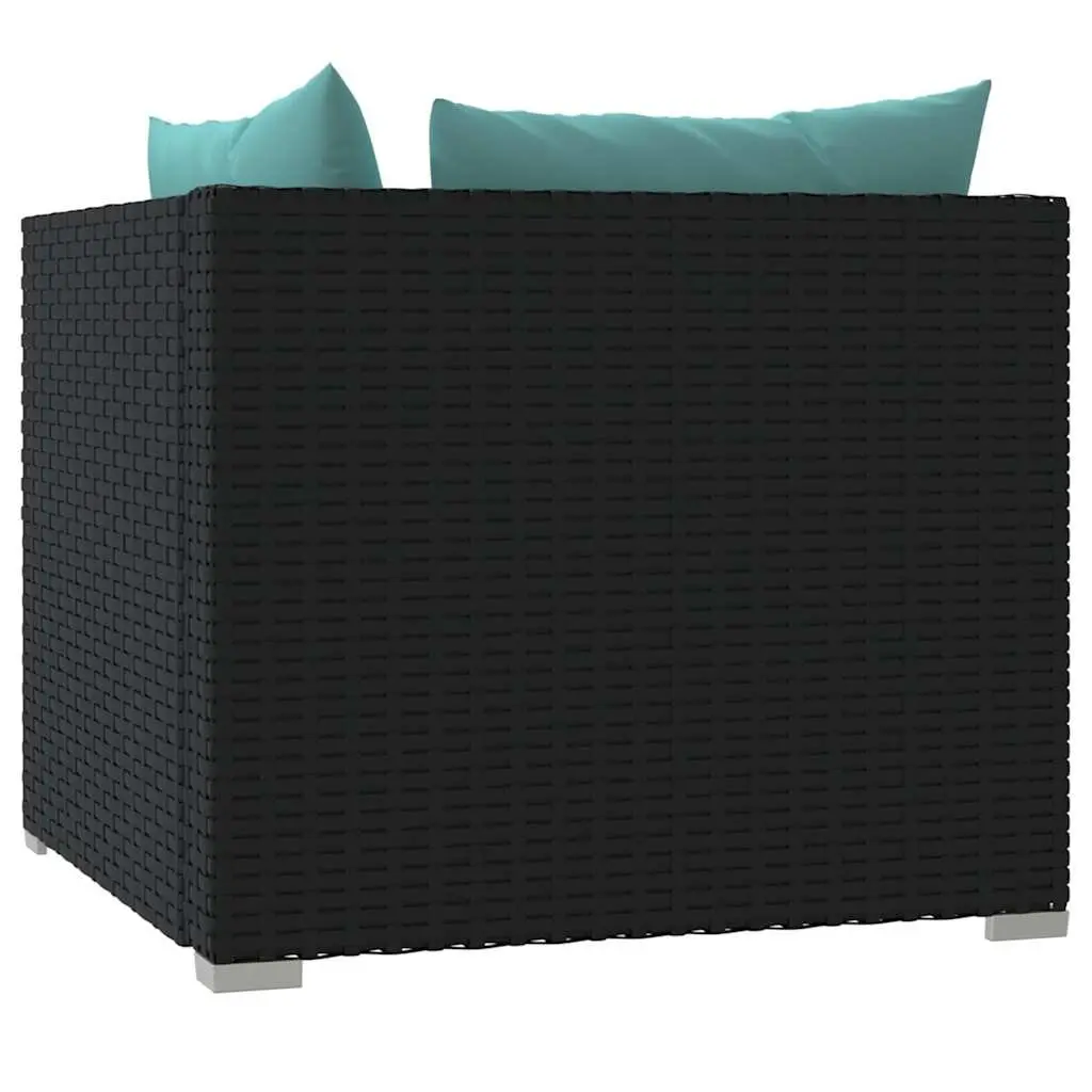 2-Seater Outdoor Sofa Garden Patio Furniture Black Rattan Modular Seating Set