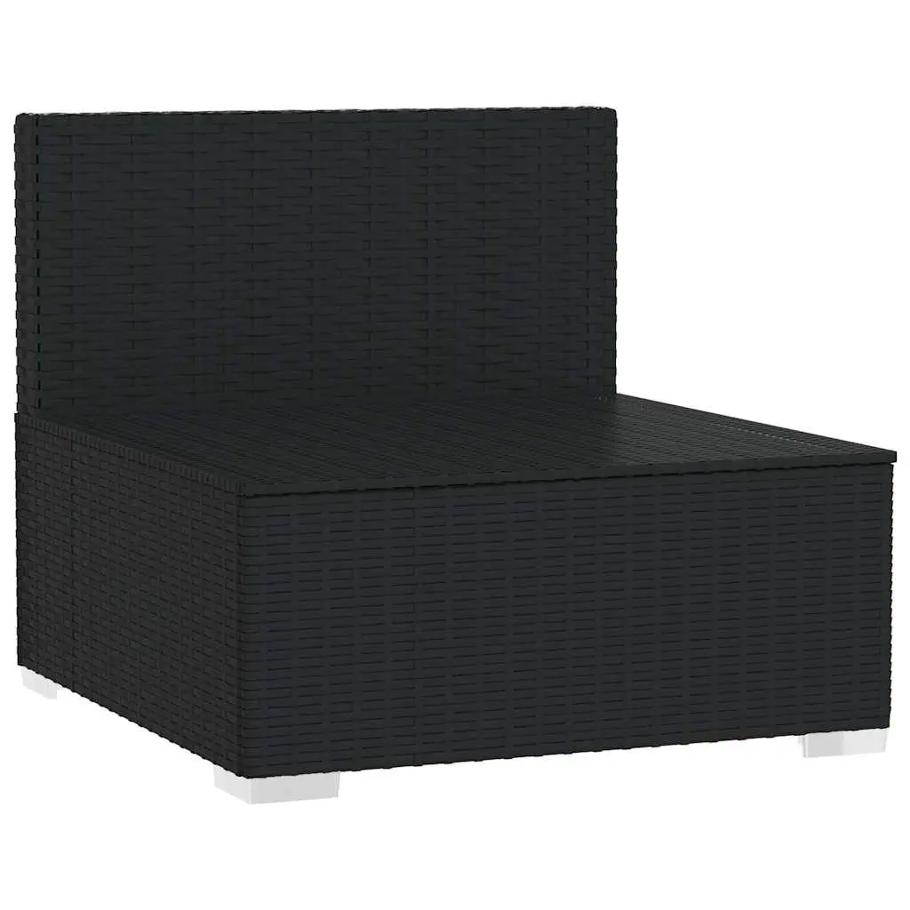 Garden Middle Sofa Modular Outdoor Seat Black Waterproof PE Rattan with Cushions