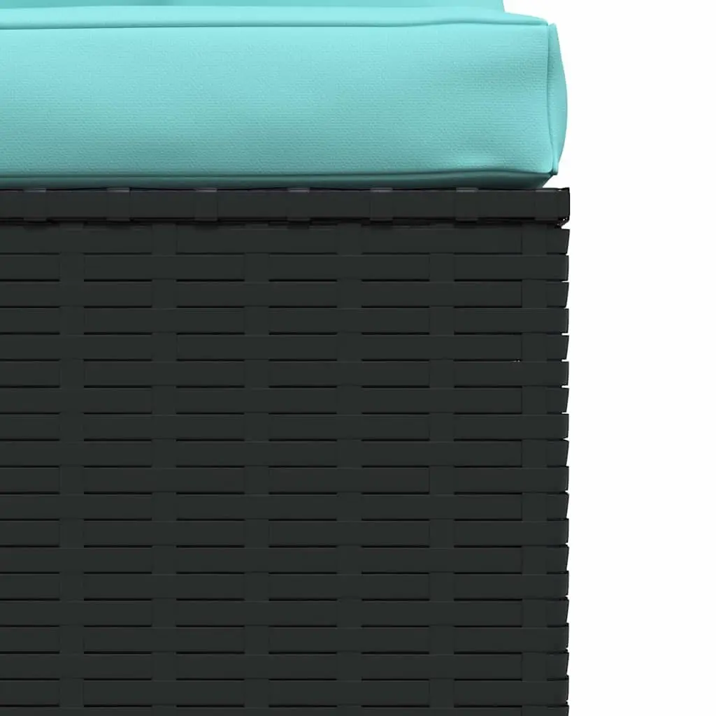 Garden Middle Sofa Modular Outdoor Seat Black Waterproof PE Rattan with Cushions