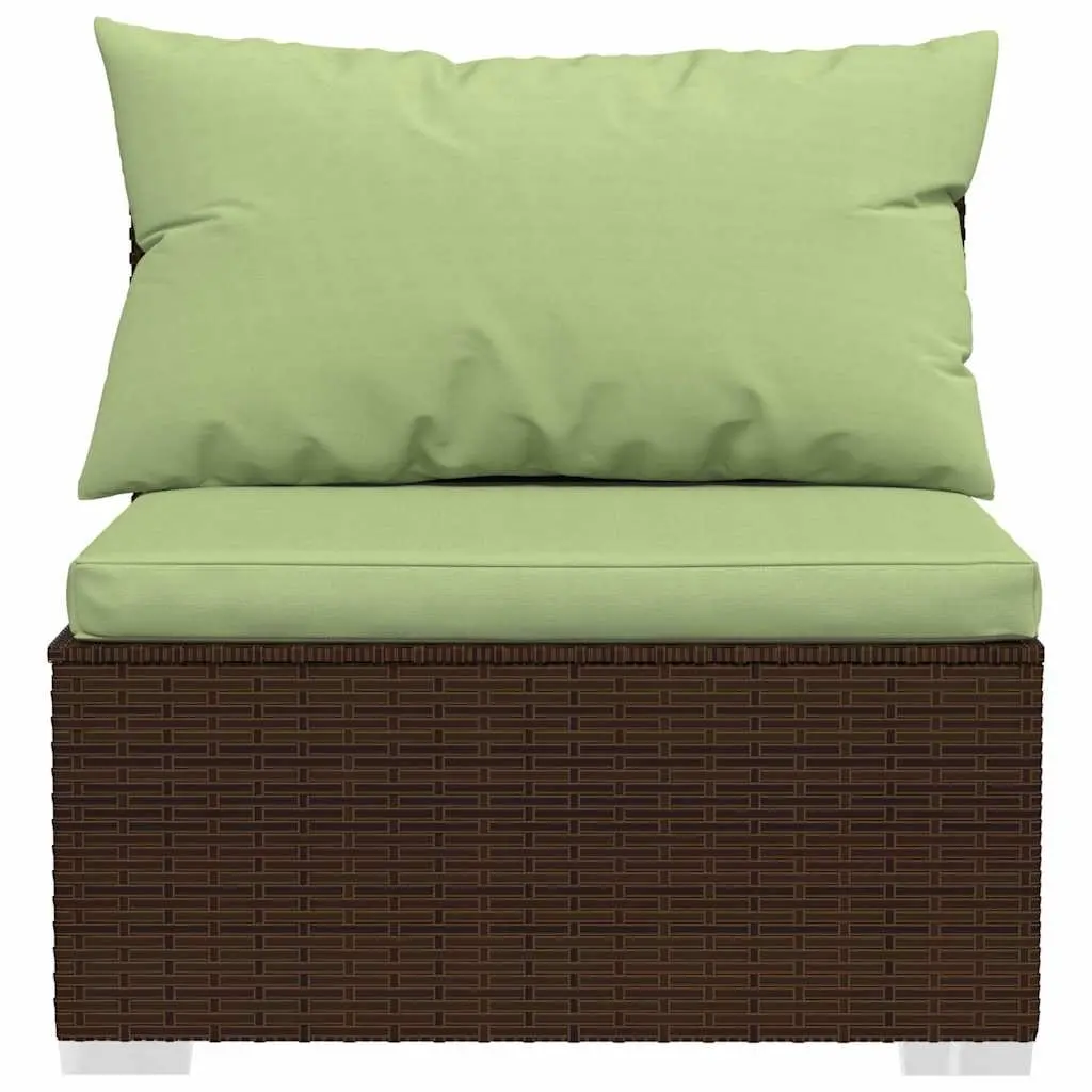 3-Seater Outdoor Sofa with Cushions Brown Rattan Patio Garden Furniture Set