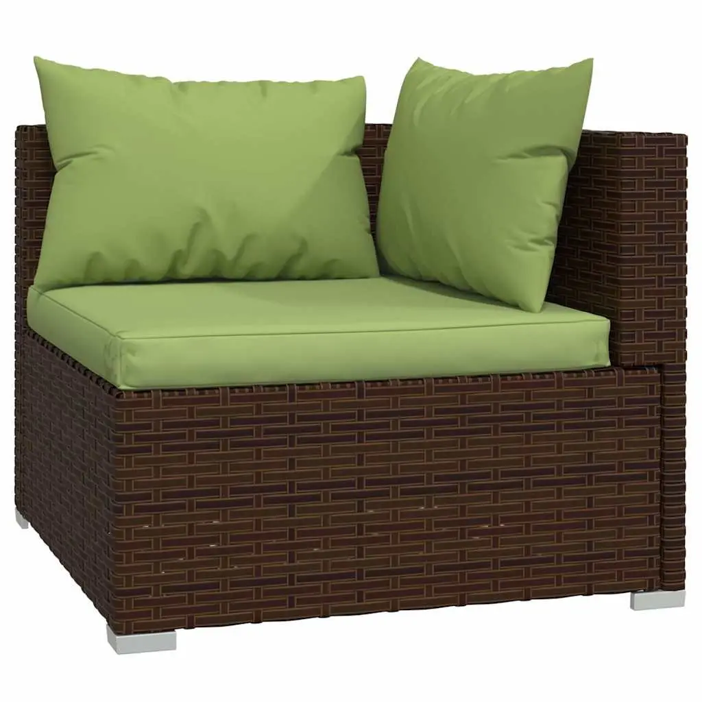 3-Seater Outdoor Sofa with Cushions Brown Rattan Patio Garden Furniture Set