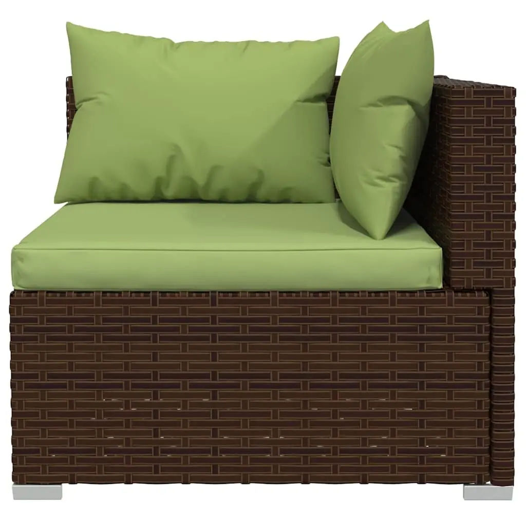 3-Seater Outdoor Sofa with Cushions Brown Rattan Patio Garden Furniture Set