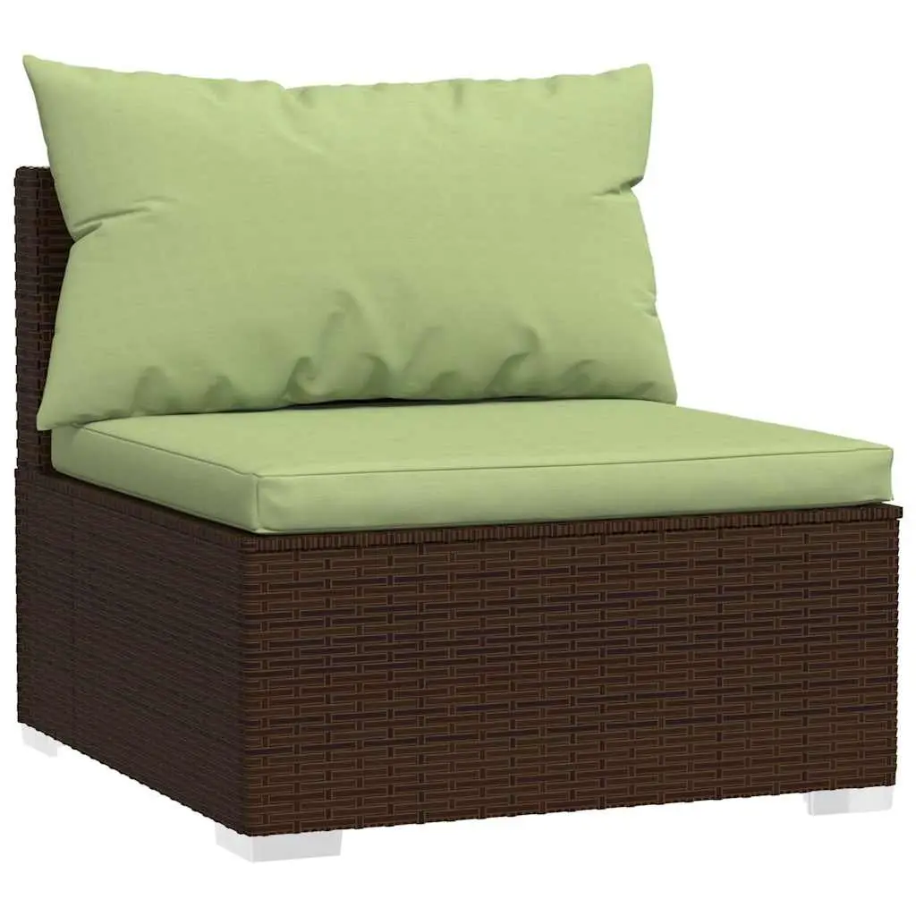 Garden Middle Sofa Modular Outdoor Sectional Seat with Cushions Brown Rattan