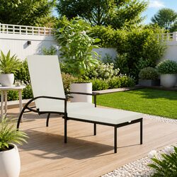 Sun Lounger with Footrest Adjustable Backrest Outdoor Lounge Chair Garden Patio
