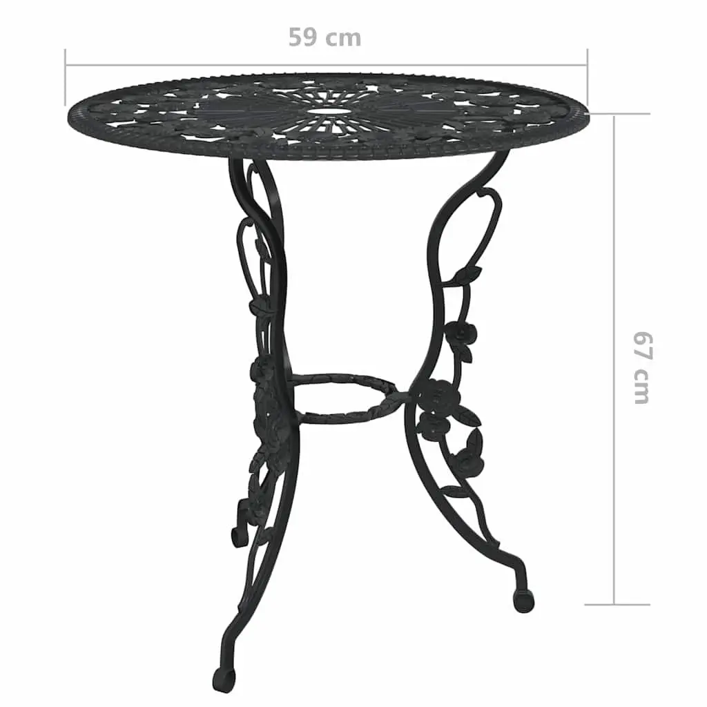 3 Piece Bistro Set Cast Aluminium Black Outdoor Dining Furniture