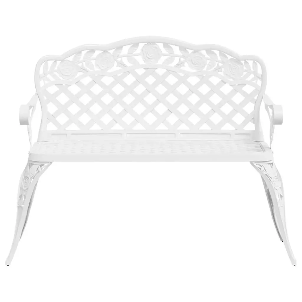 Garden Bench Decorative Scrollwork 108cm Cast Aluminium White