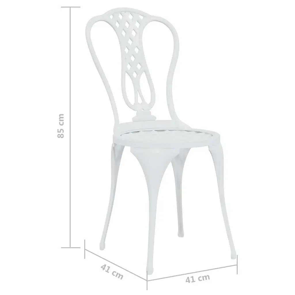 Bistro Set 3 Piece Outdoor Dining Furniture Cast Aluminium White