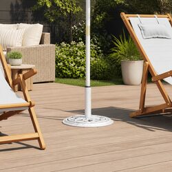 Umbrella Base White Cast Iron Outdoor Garden Patio Stand Weighted Heavy Duty