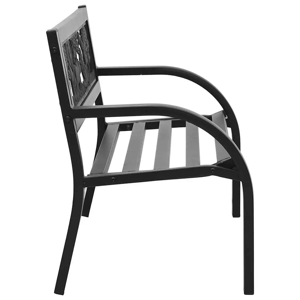 Children Garden Bench Steel Frame 86cm Black Backrest